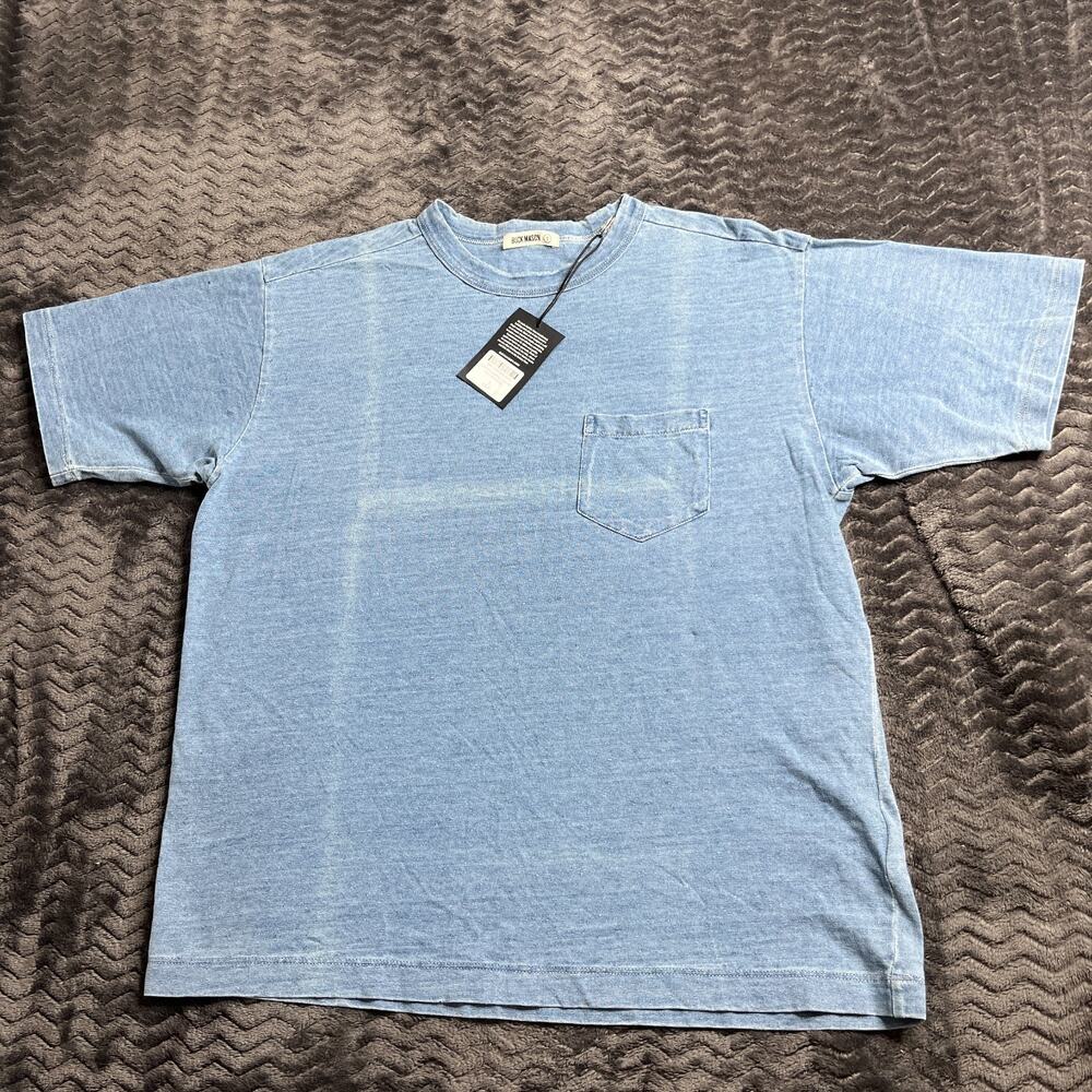 Buck Mason L025 Indigo Dipped Yuma 90 S Boxy Pocket Tee Size Small NWT